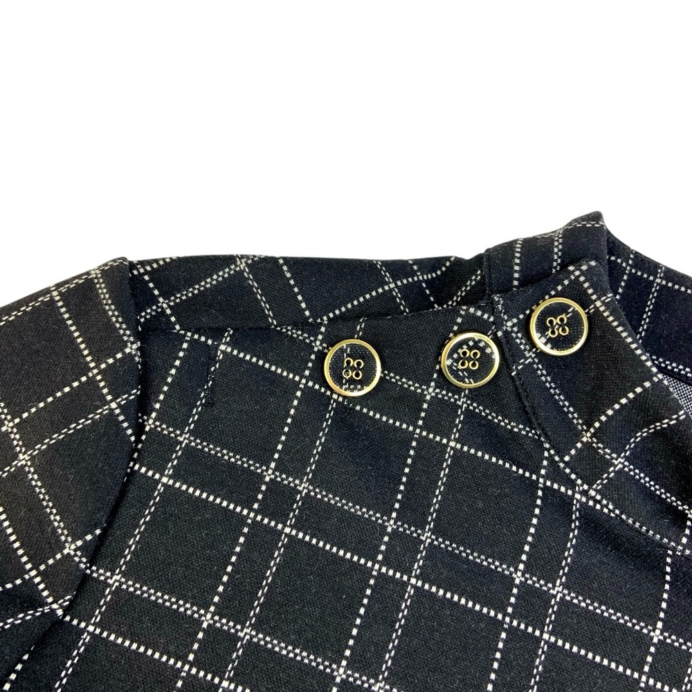 Jmclaughlin Long Sleeve Black Windowpane Mare Mockneck Dress - Picture 4 of 6